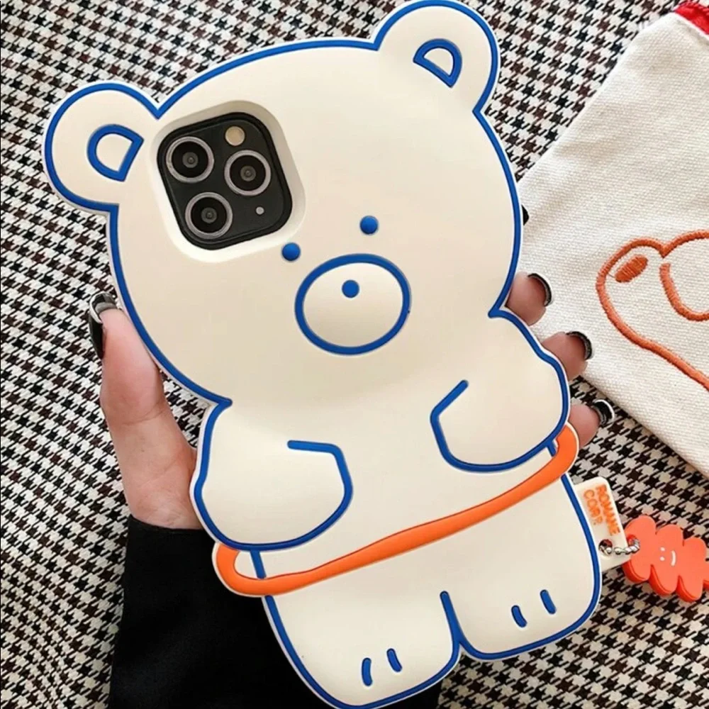 iPhone X 10 XS case silicone Bear cartoon cute white
